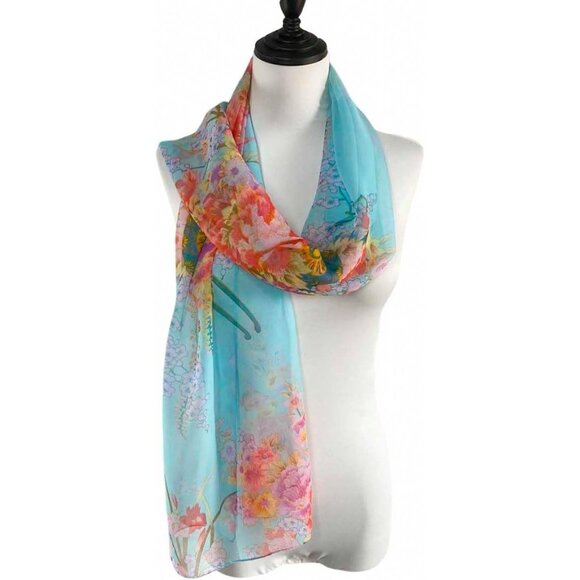 Women's A12  Lightweight Floral Print Scarves, Shawl Wraps & Fashion - Picture 3 of 5